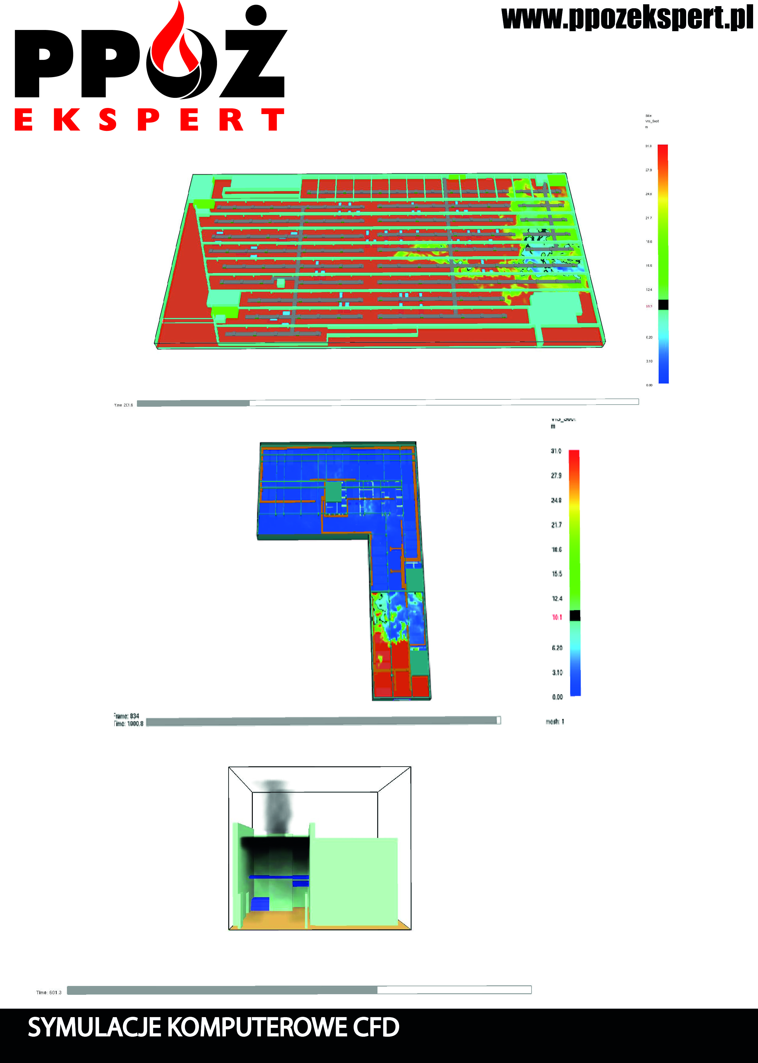 symulacje rozwoju pożaru i rozprzestrzeniania dymu CFD